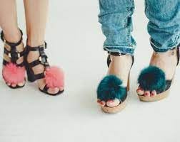 Faux Fur Clip-On Heels Accessories [BROWN]