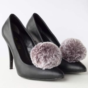 Faux Fur Clip-On Heels Accessories [GREY]